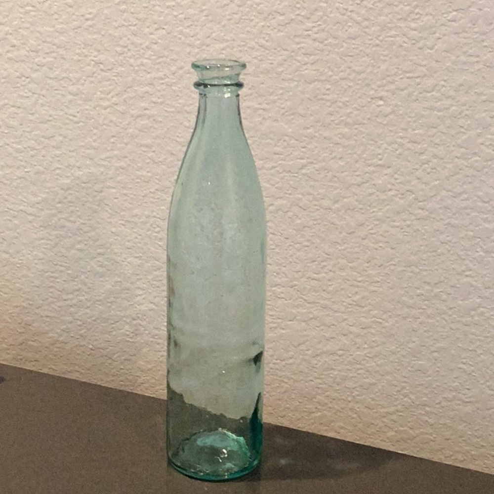 Recycled Bubbley Glass 16 inch Extra Tall Bottle Vase Blue